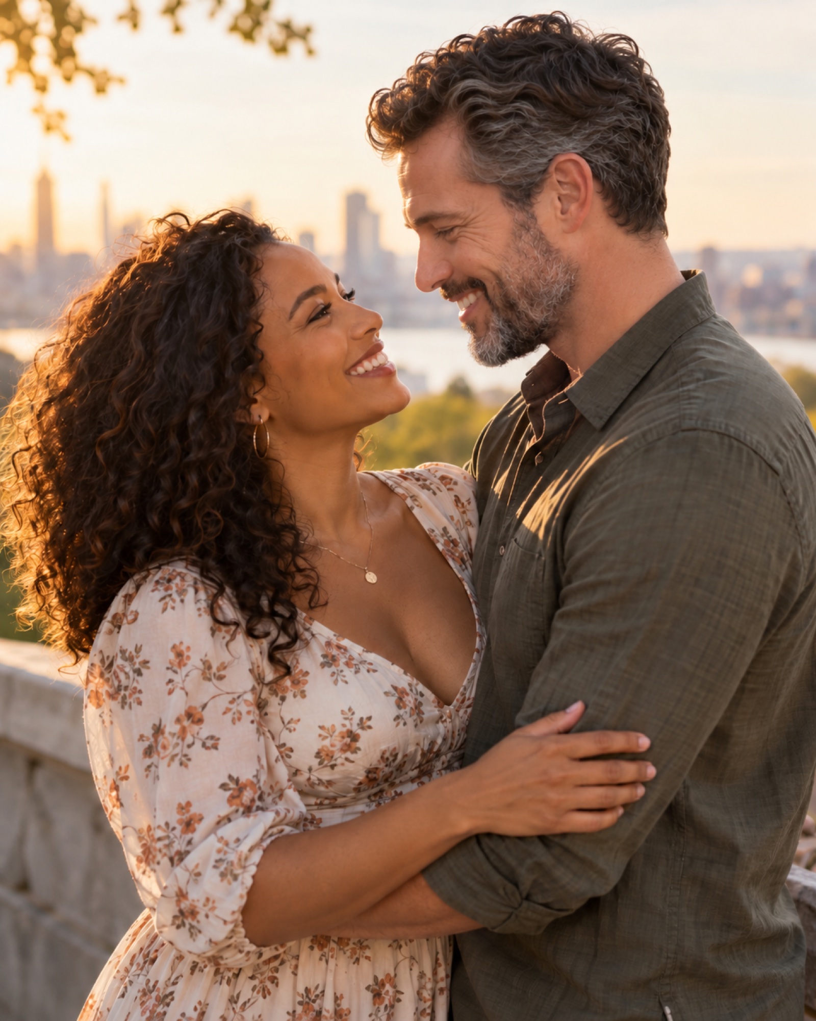 Immersive Private Intensives A couple smiling at each other at sunset